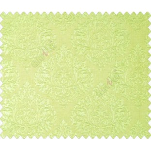 Olive lime green self design small beautiful damask on stripe textured base fabric main curtain